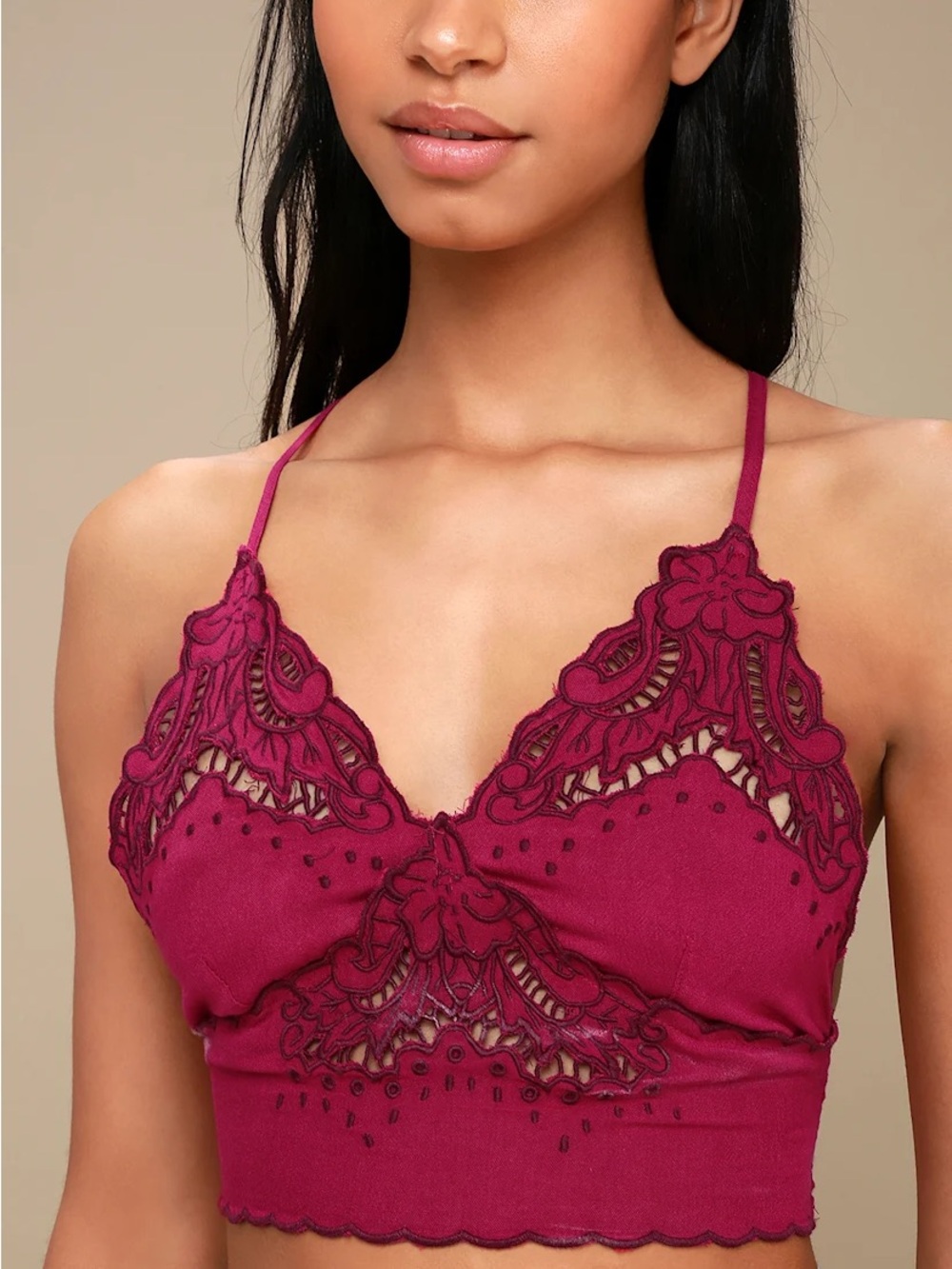 Free People Raspberry Lace Bralette/Crop top